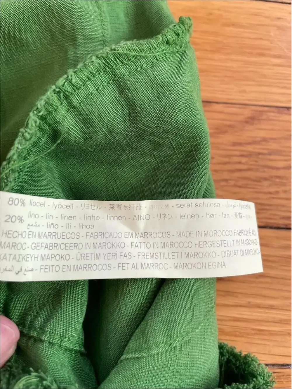 Zara Kelly Green Linen Blend Cropped Drawstring Pants XS Vibrant Bold